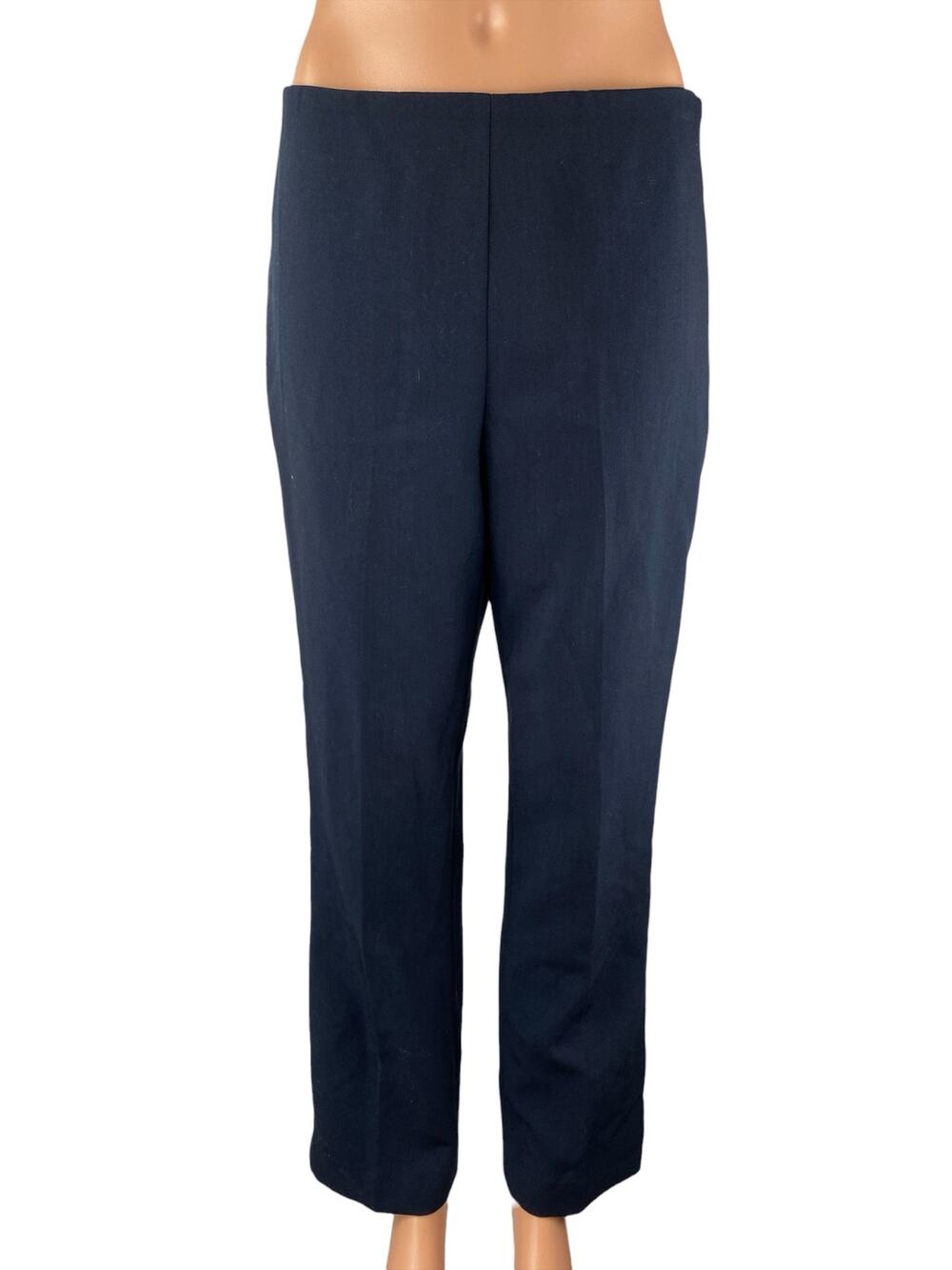 Mango MNG Women's Navy Blue High Rise Straight Leg Trouser Office Dress Pants M